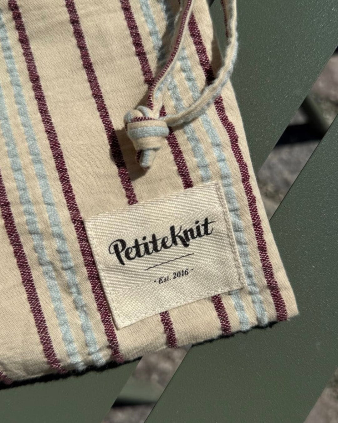 Knitter's String Bag - Seersucker Twin Stripe