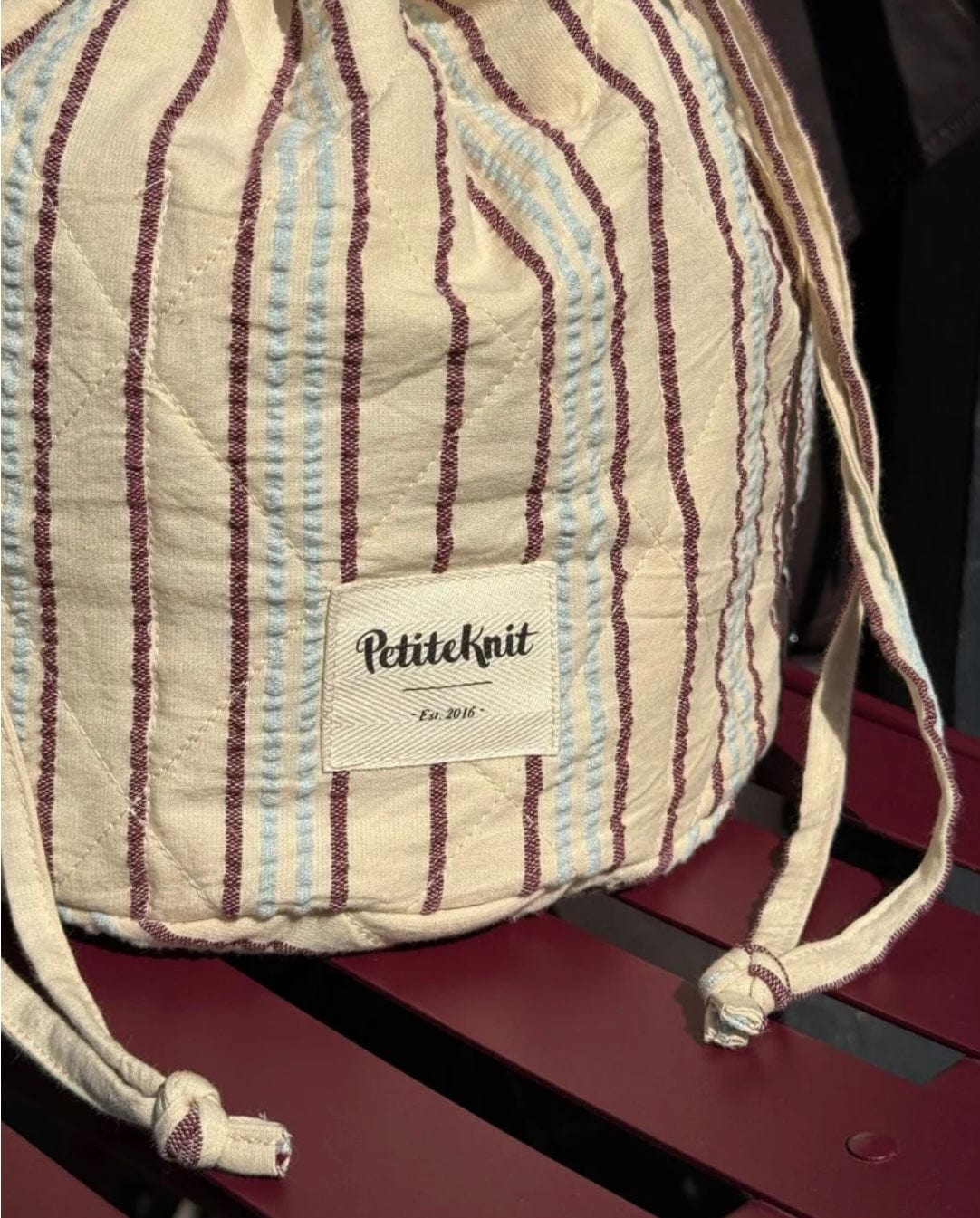 Knitter's Project Bag - Seersucker Twin Stripe