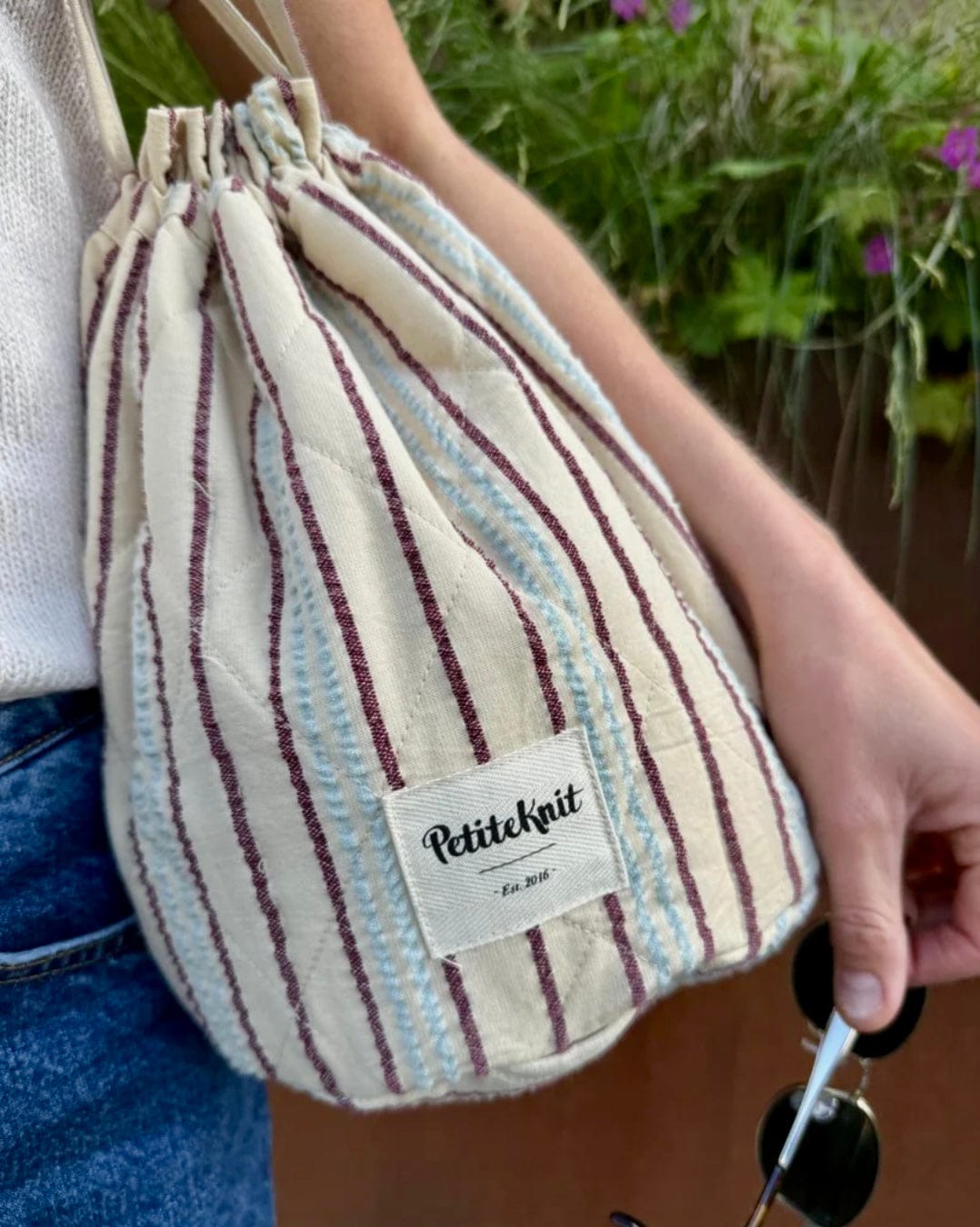 Knitter's Project Bag - Seersucker Twin Stripe