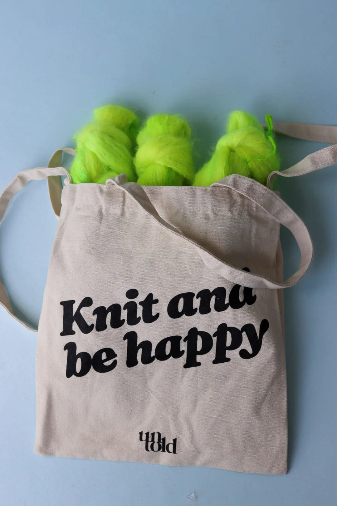 Knit And Be Happy Tote Bag by Un-Told