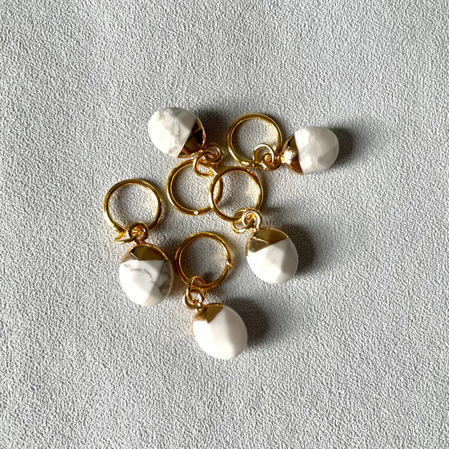 Natural Gemstone Stitch Markers - Howlite