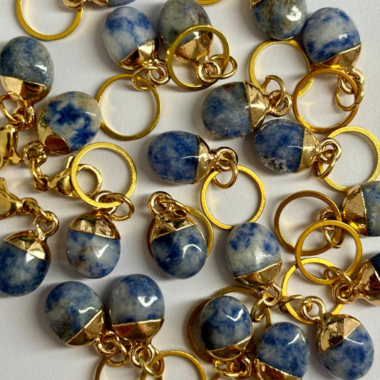 Natural Gemstone Stitch Marker - Blue Spotted Jasper