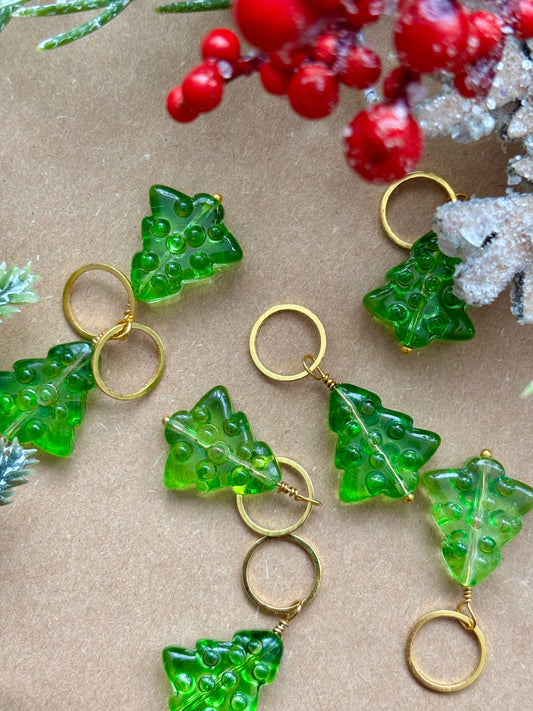 Glass Christmas Tree Stitch Marker