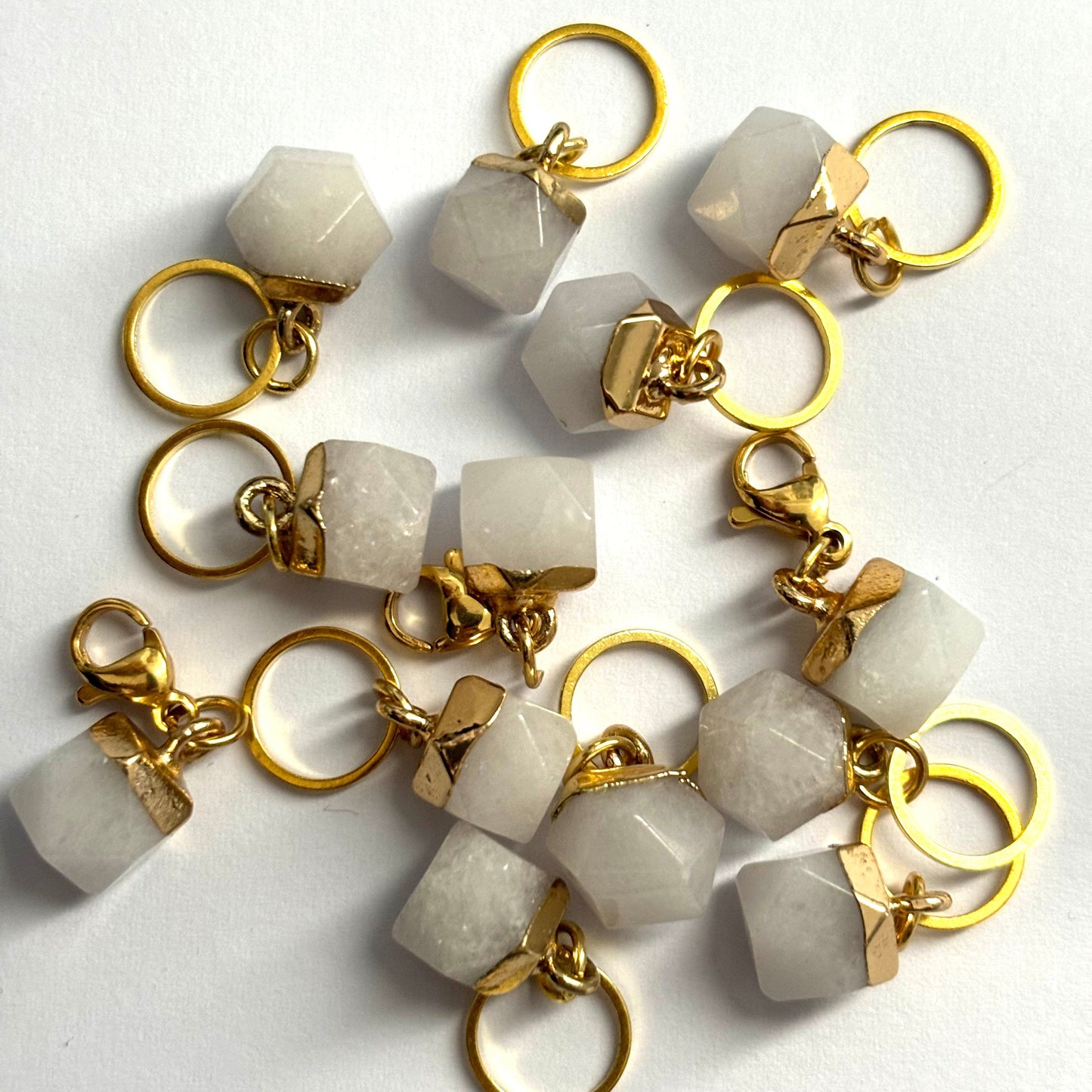 Natural Gemstone Stitch Marker - White Jade
