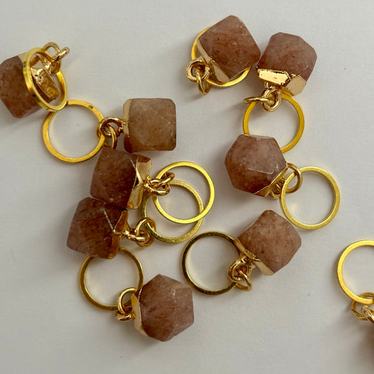 Natural Gemstone Stitch Marker - Strawberry Quartz
