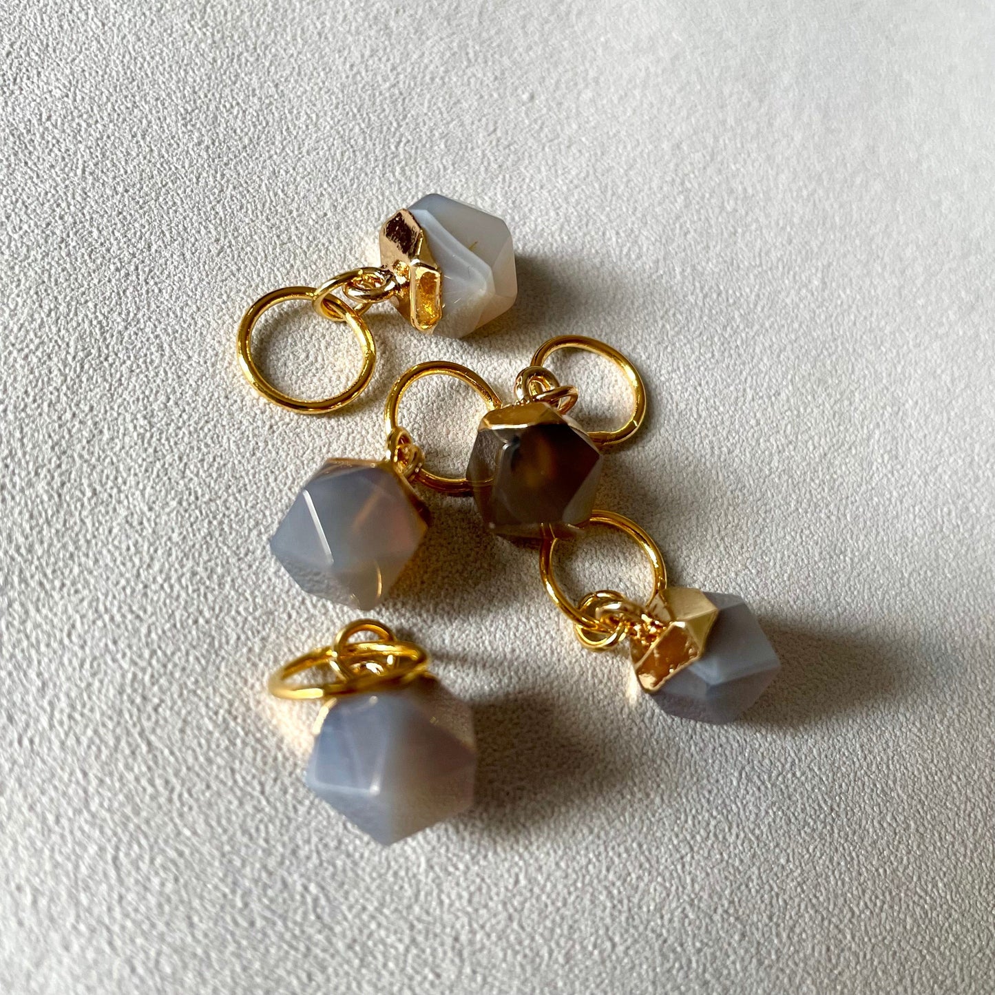 Natural Gemstone Stitch Marker - Grey Agate